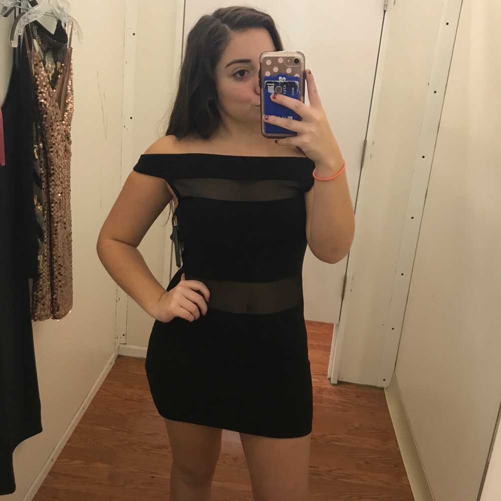 Olive ole black mini dress mesh